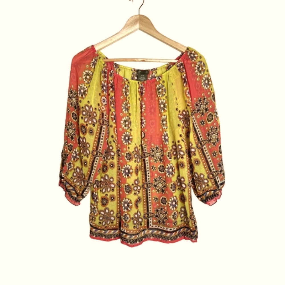 Anthropologie fei silk peasant blouse sz SP *L